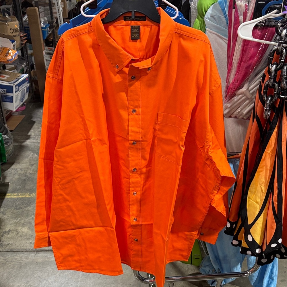 NWOT Vibrant Orange Men's Casual Button Down Shirt